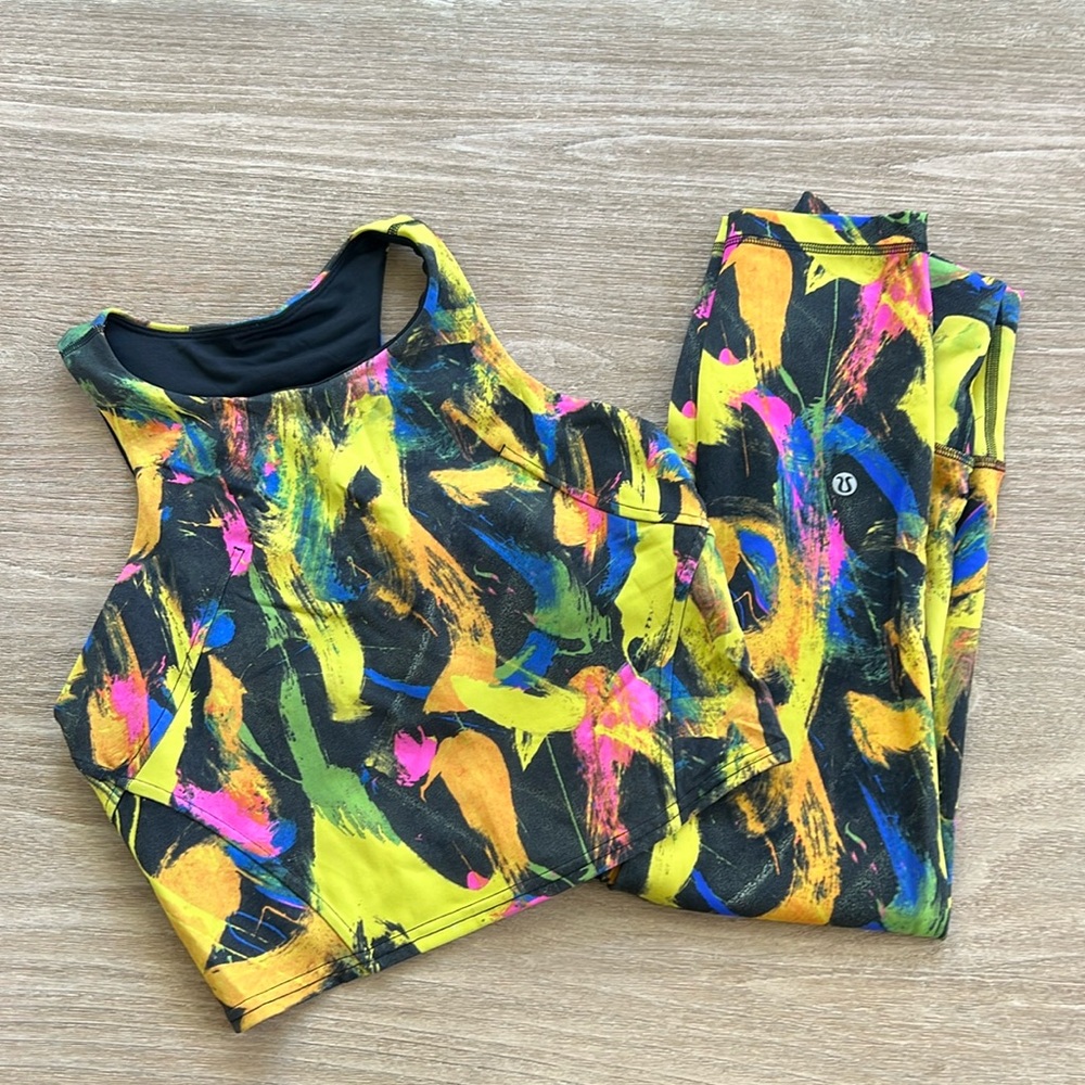 Lululemon Wundertrain Leggings and Tank Set. Size 4 and Medium Support T…